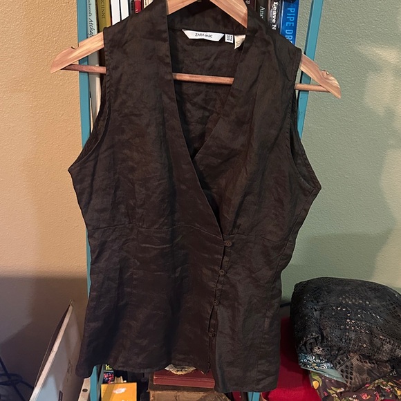 Zara Tops - Zara Dark Brown Sleeveless Blouse